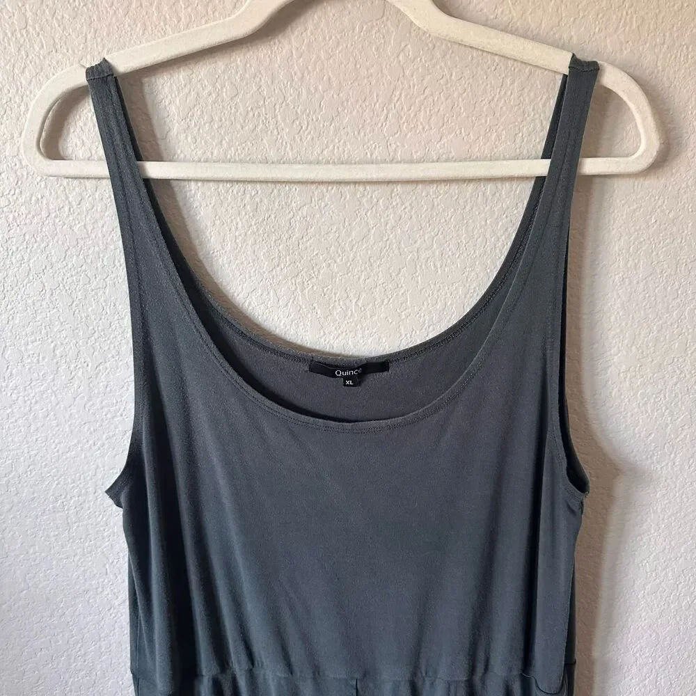 Quince Charcoal Gray Tencel Lyocell Fit & Flare Midi Dress Size XL Lagenlook - Picture 3 of 7